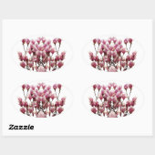 Blooming roze Magnolias Spring Flower Ovale Sticker (Vel)