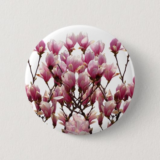 Blooming roze Magnolias Spring Flower Ronde Button 5,7 Cm (Voorkant)