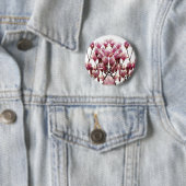 Blooming roze Magnolias Spring Flower Ronde Button 5,7 Cm (In situ)