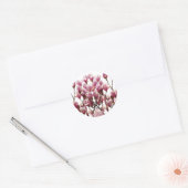 Blooming roze Magnolias Spring Flower Ronde Sticker (Envelop)