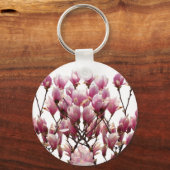 Blooming roze Magnolias Spring Flower Sleutelhanger (Voorkant)