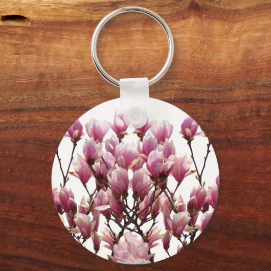 Blooming roze Magnolias Spring Flower Sleutelhanger (Voorkant)