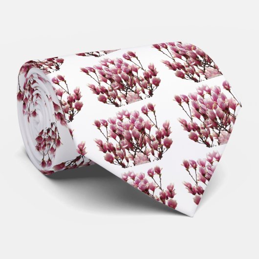 Blooming roze Magnolias Spring Flower Stropdas (Opgerold)