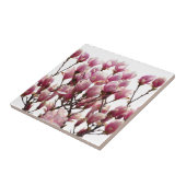Blooming roze Magnolias Spring Flower Tegeltje (Zijkant)