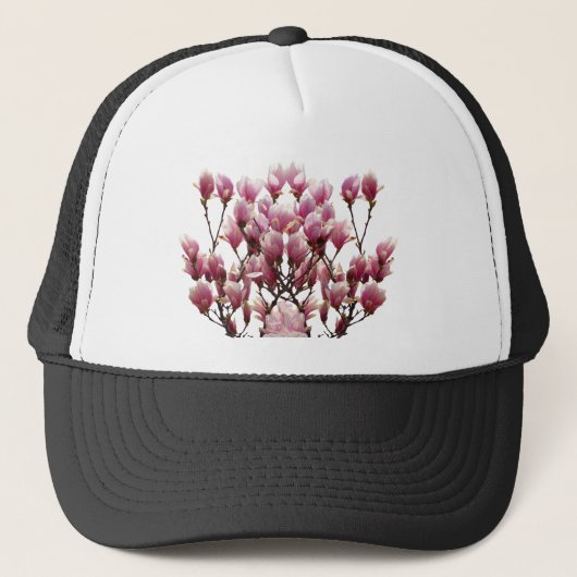 Blooming roze Magnolias Spring Flower Trucker Pet (Voorkant)