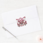 Blooming roze Magnolias Spring Flower Vierkante Sticker (Envelop)