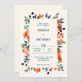 Blooming Sinaasappel Floral Blue Green Kaart (Voorkant / Achterkant)