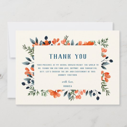Blooming Sinaasappel Floral Vrijgezellenfeest Bedankkaart (Voorkant)