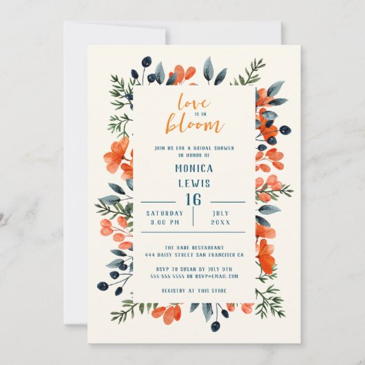 Blooming Sinaasappel Floral Vrijgezellenfeest Kaart (Voorkant)