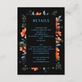 Blooming Sinaasappel Floral Wedding Details botani Informatiekaartje