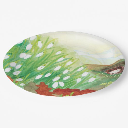 Blooming Snowdrops en een Hedgel Papieren Bordje (Gekanteld)