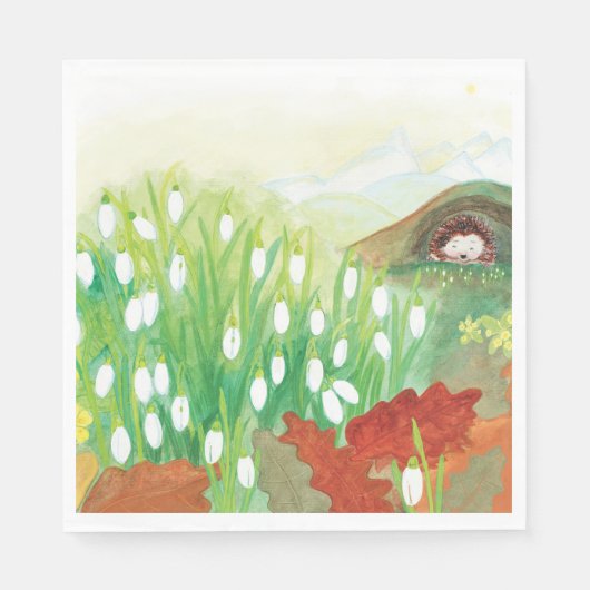 Blooming Snowdrops en een Hedgel Servet (Voorkant)