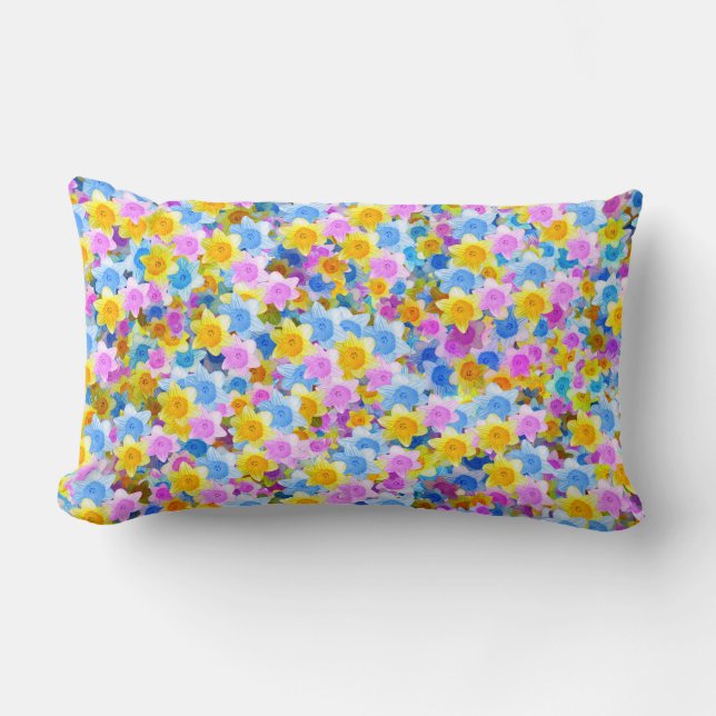 Blooming Spring Daffodils, Lumbar Pillow Kussen (Voorkant)