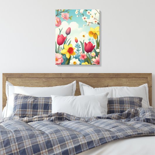 Blooming Spring Flowers Canvas Afdruk (Insitu (Slaapkamer))