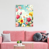 Blooming Spring Flowers Canvas Afdruk (Insitu (Woonkamer))