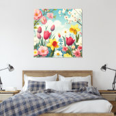 Blooming Spring Flowers Canvas Afdruk (Insitu (Slaapkamer))