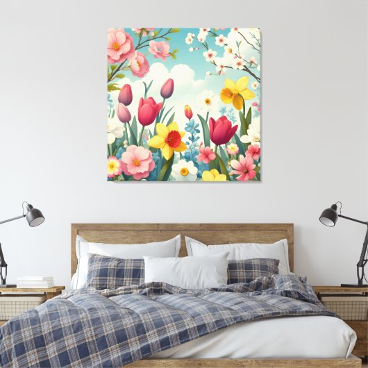 Blooming Spring Flowers Canvas Afdruk (Insitu (Slaapkamer))
