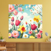 Blooming Spring Flowers Canvas Afdruk (Insitu (Woonkamer))