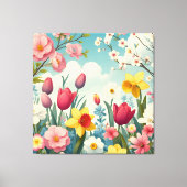 Blooming Spring Flowers Canvas Afdruk (Voorkant)
