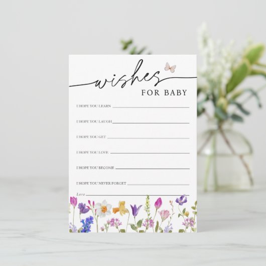 Blooming Spring Wildflower Wensen voor Baby Kaart (Staand voorkant)