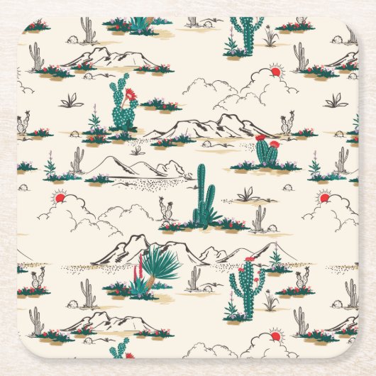 Blooming Succulents Patroon Kartonnen Onderzetters (Voorkant)