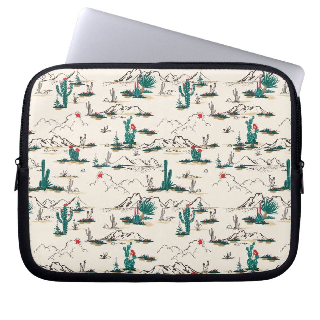 Blooming Succulents Patroon Laptop Sleeve (Voorkant)