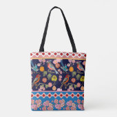 Blooming Summer Flowers and Playful Paradise Birds Tote Bag (Achterkant)
