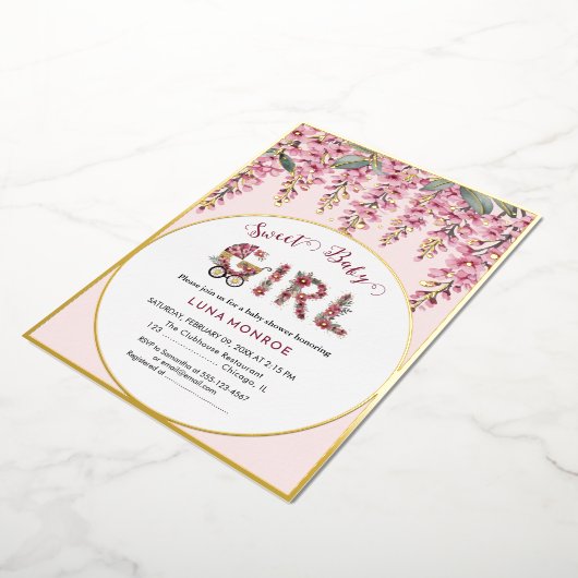 Blooming Tree Baby shower Folie Uitnodiging (Gedraaid)