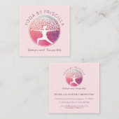 Blooming Tree Woman Yoga Pose Logo Vierkante Visitekaartje (Voorkant / Achterkant)