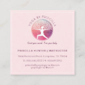 Blooming Tree Woman Yoga Pose Logo Vierkante Visitekaartje (Achterkant)