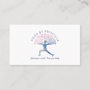 Blooming Tree Woman Yoga Pose Logo Visitekaartje