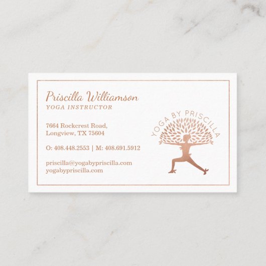 Blooming Tree Woman Yoga Pose Logo Visitekaartje (Achterkant)