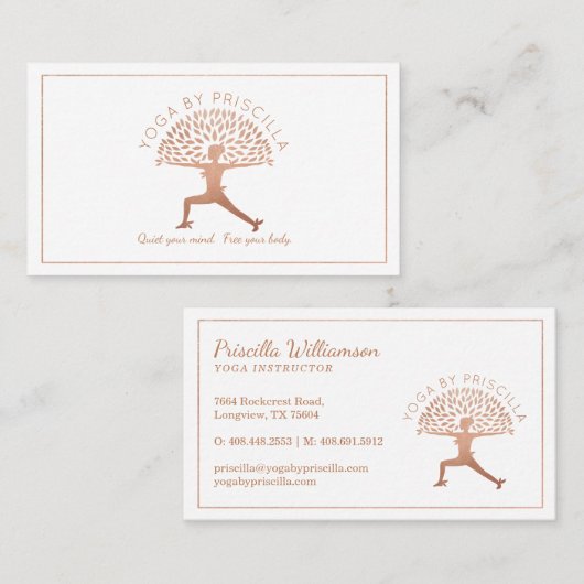 Blooming Tree Woman Yoga Pose Logo Visitekaartje (Voorkant / Achterkant)