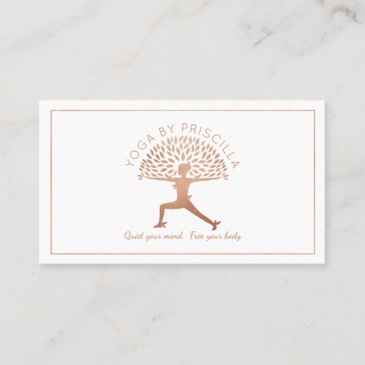 Blooming Tree Woman Yoga Pose Logo Visitekaartje (Voorkant)