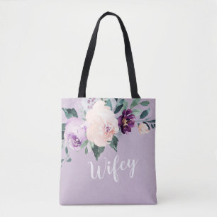 Blooming van botanisch paars gepersonaliseerd tas