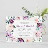 Blooming van botanische paarse bruiloft kaart (Staand voorkant)