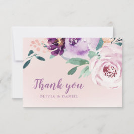 Blooming van botanische paarse waterverf floraal bedankkaart
