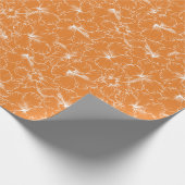 Blooming van witte hibiscus bloemen op Sinaasappel Cadeaupapier (Hoek)