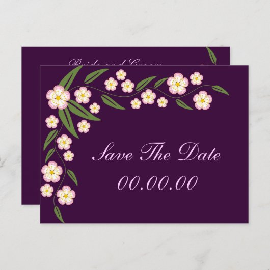 Blooming Vine Save the Date Briefkaarten (Voorkant / Achterkant)