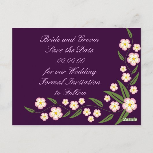 Blooming Vine Save the Date Briefkaarten (Achterkant)