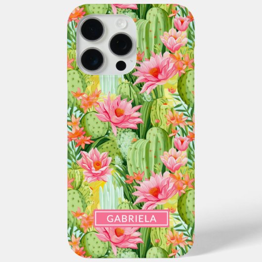 Blooming Watercolor Cacti Personalized Case-Mate iPhone Case (Achterkant)
