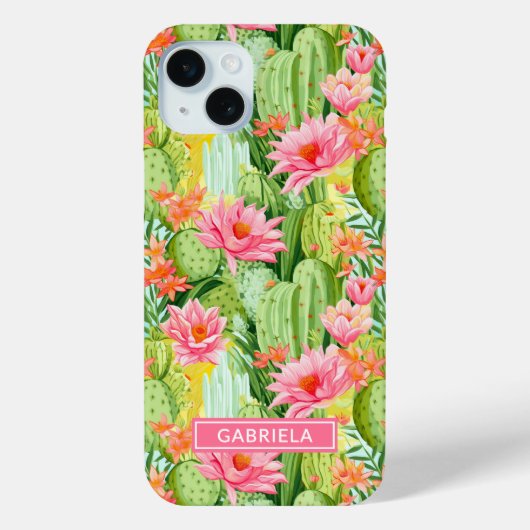Blooming Watercolor Cacti Personalized Case-Mate iPhone Case (Achterkant)