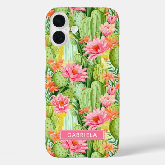 Blooming Watercolor Cacti Personalized Case-Mate iPhone Case (Achterkant)