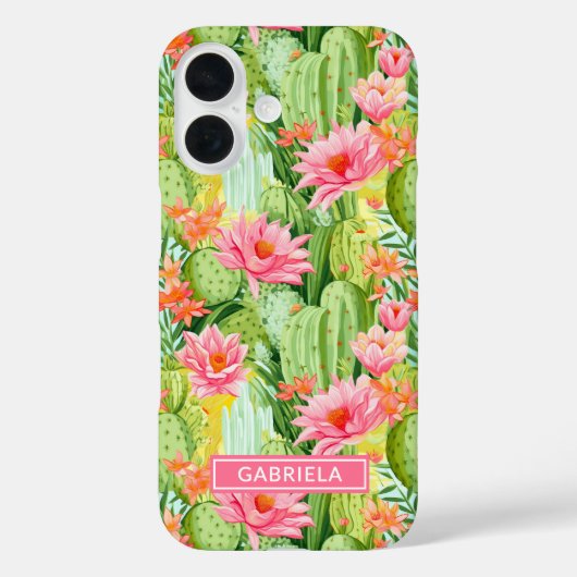 Blooming Watercolor Cacti Personalized Case-Mate iPhone Case (Achterkant)