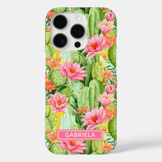 Blooming Watercolor Cacti Personalized Case-Mate iPhone Case (Achterkant)
