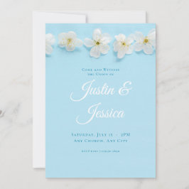 Blooming White Flowers Wedding Invitation Kaart