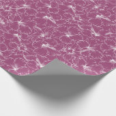 Blooming White Hibiscus Flowers op frambose Cadeaupapier (Hoek)