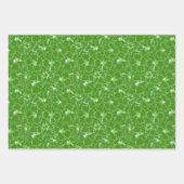 Blooming White Hibiscus Flowers op Green Inpakpapier Vel (Voorkant 3)