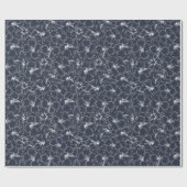 Blooming White Hibiscus Flowers op Navy Blue Cadeaupapier (Vlak)