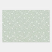 Blooming White Hibiscus Flowers op Sage Inpakpapier Vel (Voorkant)